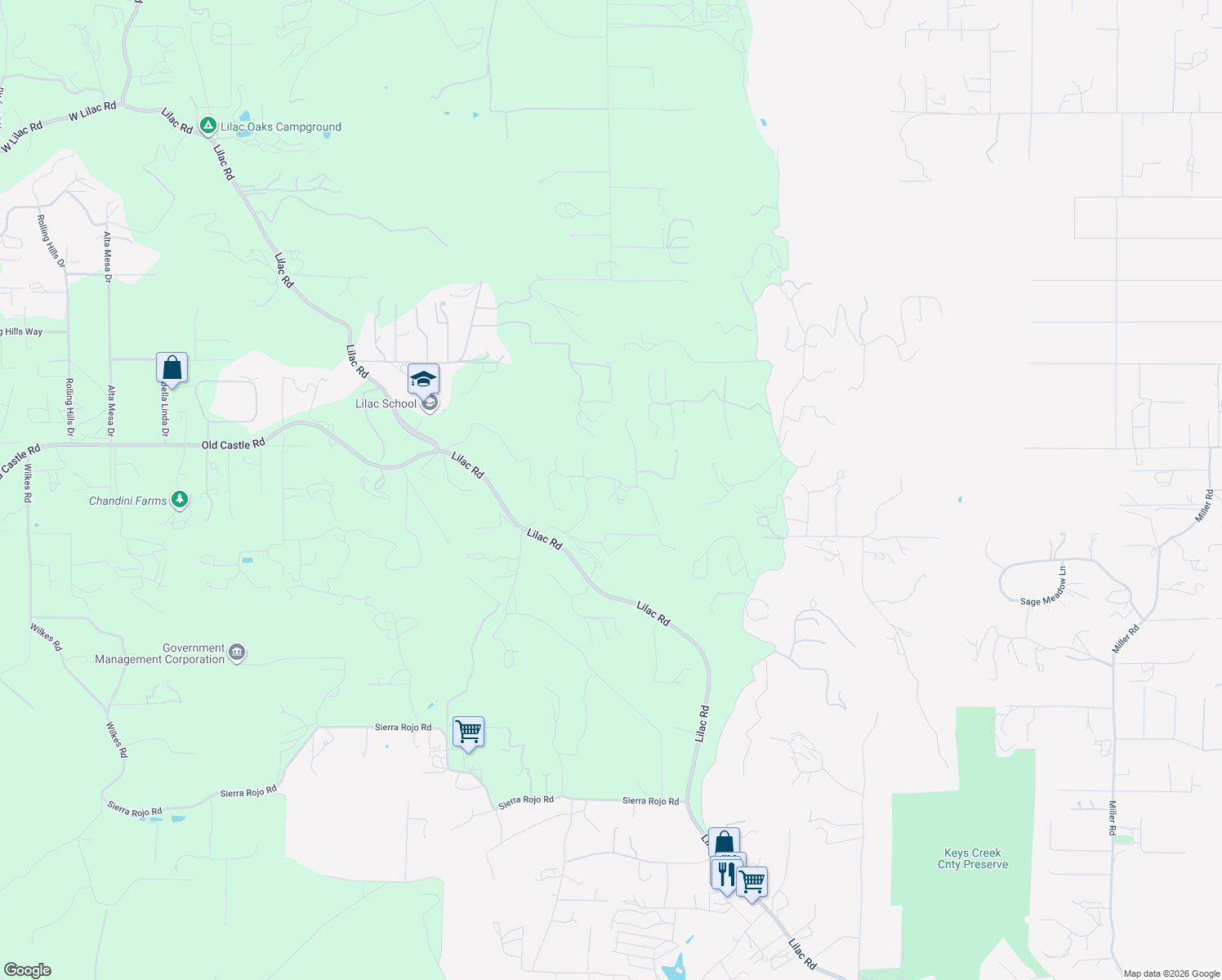 map of restaurants, bars, coffee shops, grocery stores, and more near 12615 Cumbres Road in Valley Center