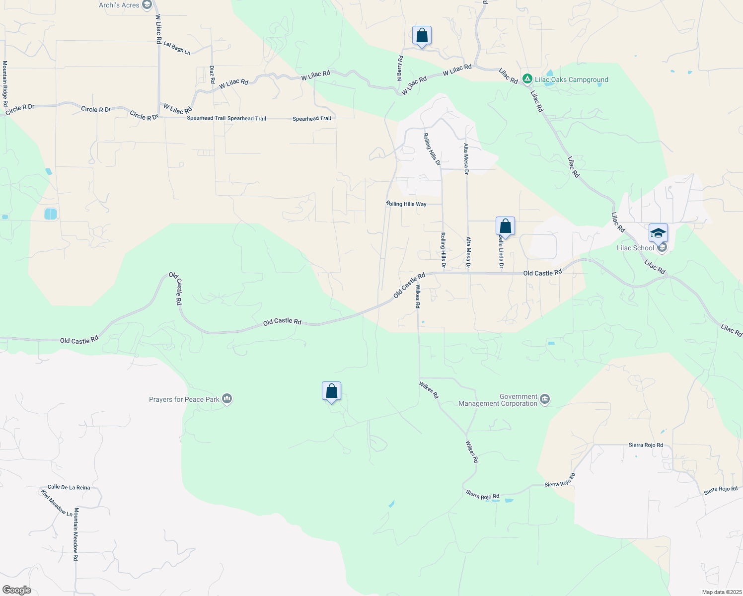 map of restaurants, bars, coffee shops, grocery stores, and more near 30038 Airflight Drive in Valley Center