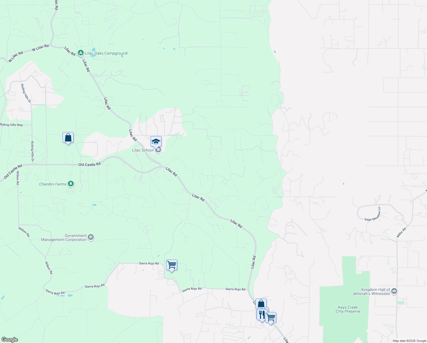 map of restaurants, bars, coffee shops, grocery stores, and more near 12608 Cumbres Road in Valley Center