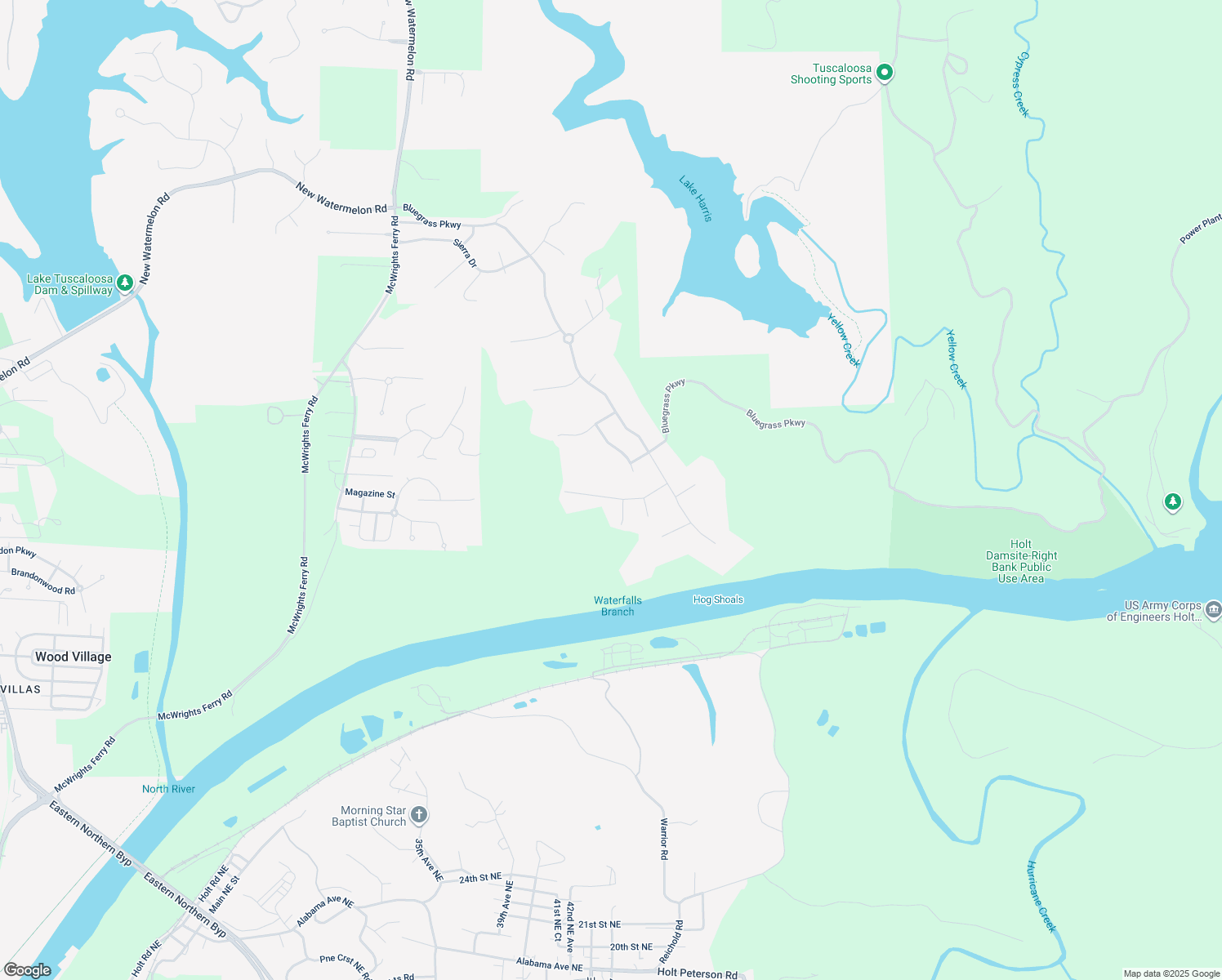 map of restaurants, bars, coffee shops, grocery stores, and more near 4060 Churchill Lane in Tuscaloosa
