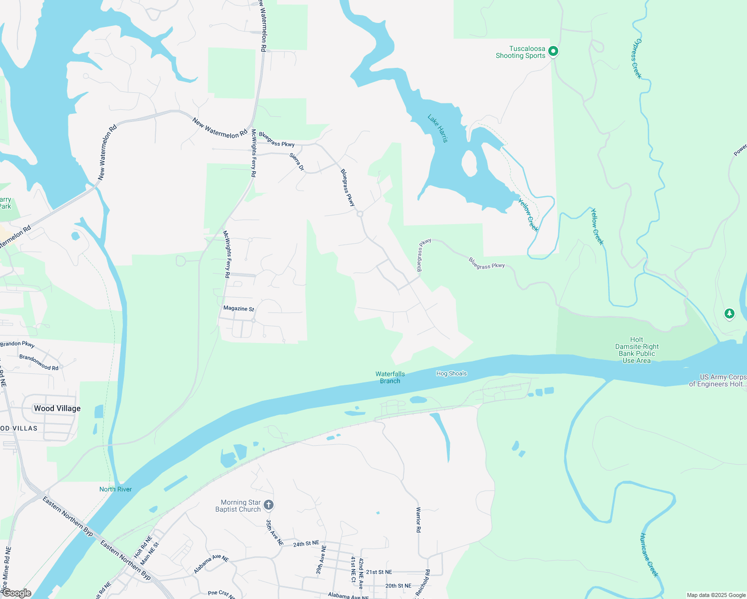 map of restaurants, bars, coffee shops, grocery stores, and more near 3960 Churchill Lane in Tuscaloosa