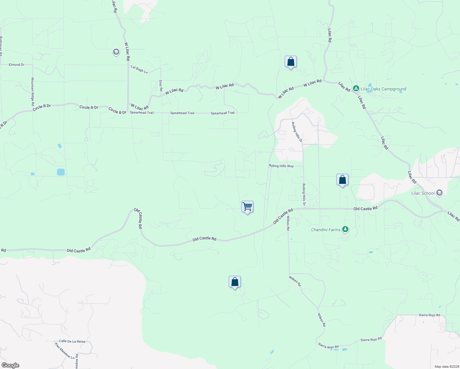 map of restaurants, bars, coffee shops, grocery stores, and more near 30388 Castlecrest Drive in Valley Center