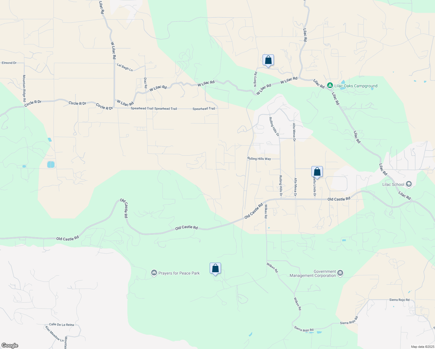 map of restaurants, bars, coffee shops, grocery stores, and more near 30398 Castlecrest Drive in Valley Center