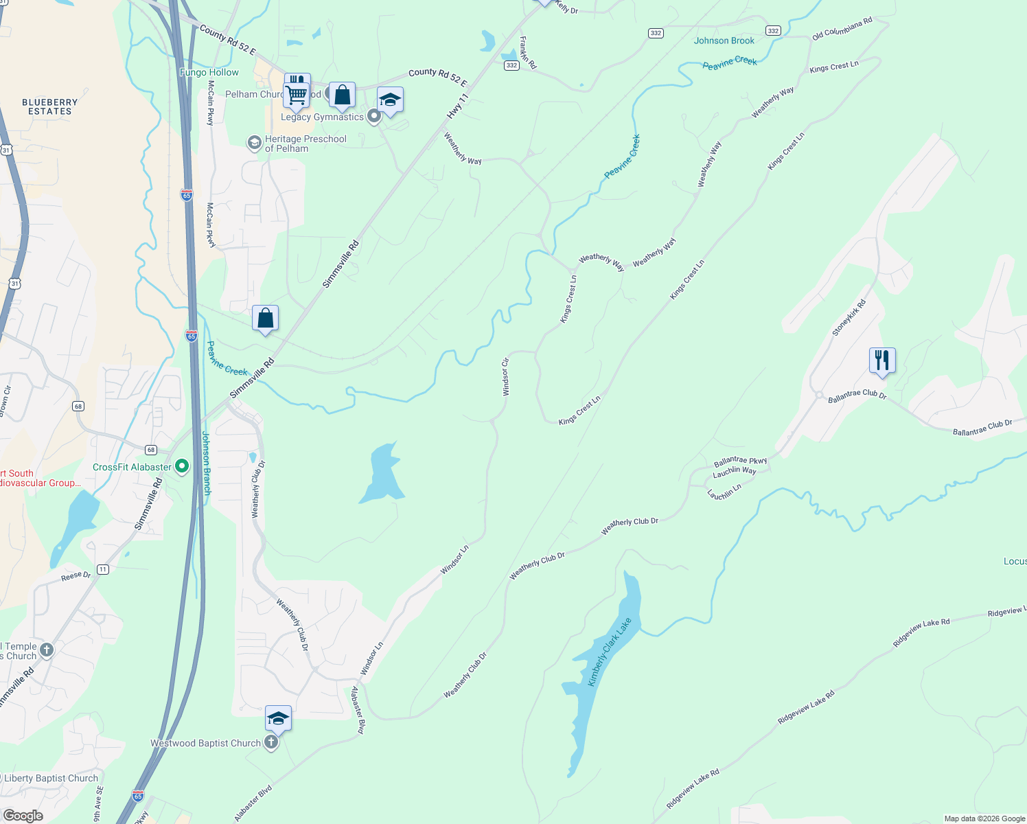 map of restaurants, bars, coffee shops, grocery stores, and more near 112 Windsor Circle in Pelham