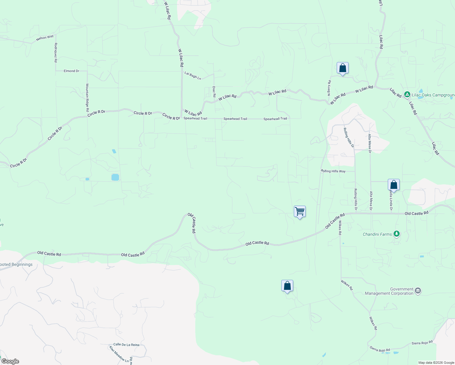 map of restaurants, bars, coffee shops, grocery stores, and more near 30053 Spearhead Trail in Valley Center