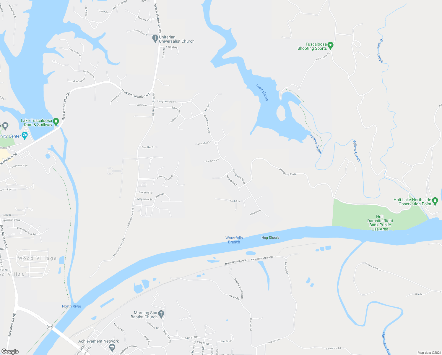 map of restaurants, bars, coffee shops, grocery stores, and more near 4040 Triple Crown Circle in Tuscaloosa