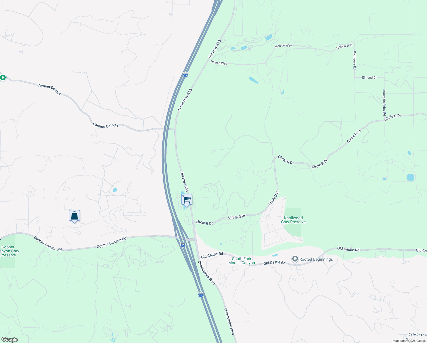 map of restaurants, bars, coffee shops, grocery stores, and more near 30663 Camino De Las Lomas in Escondido