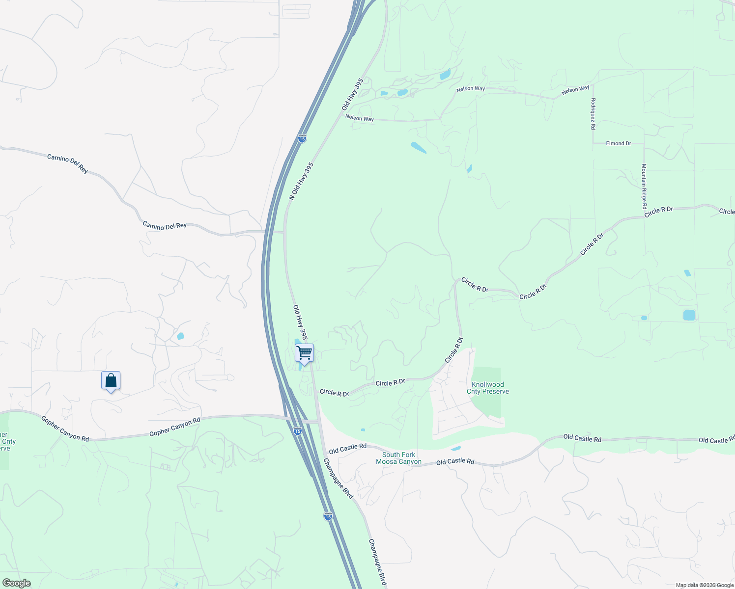 map of restaurants, bars, coffee shops, grocery stores, and more near 30648 Camino De Las Lomas in Escondido