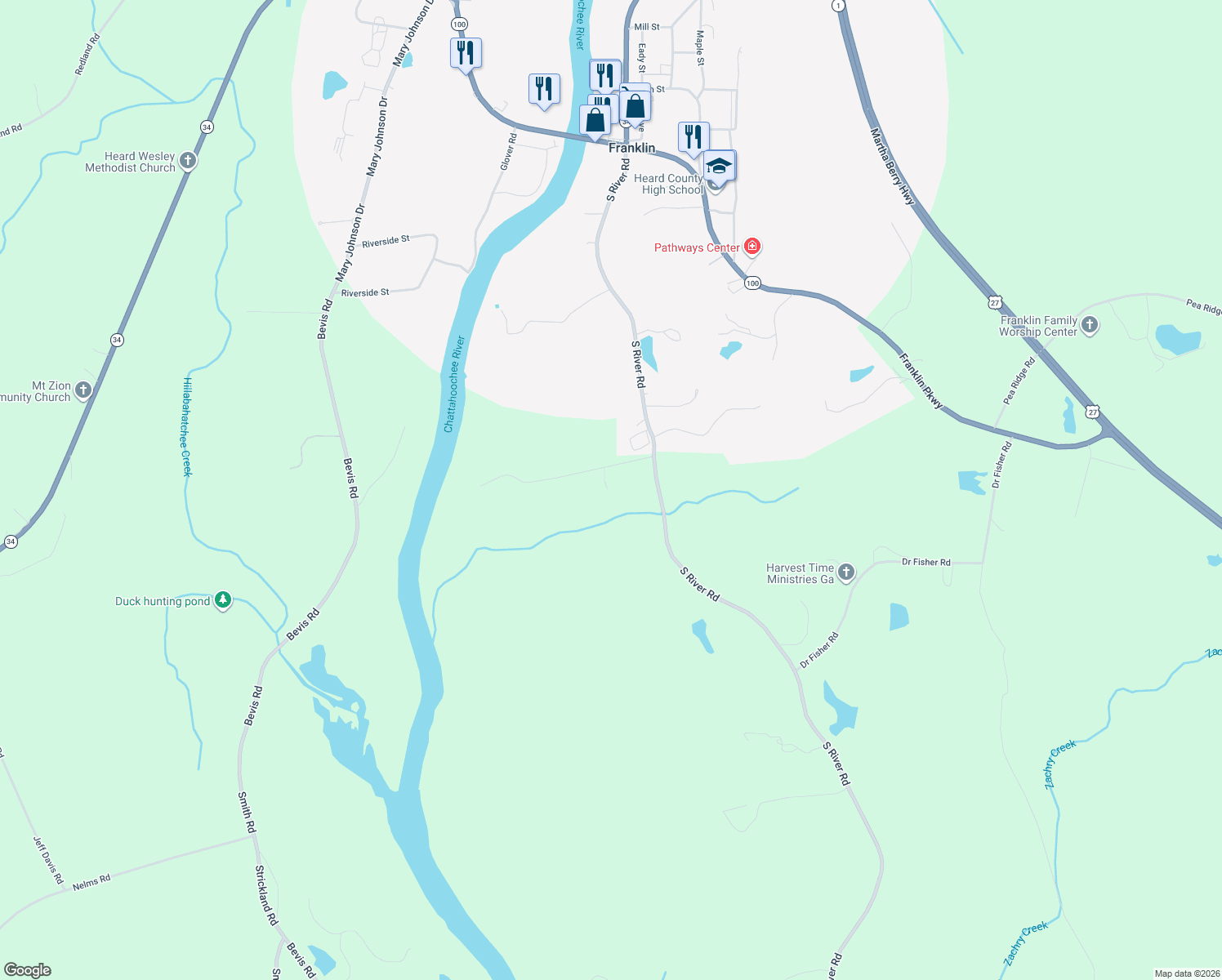 map of restaurants, bars, coffee shops, grocery stores, and more near 161 Jones Farm Road in Franklin
