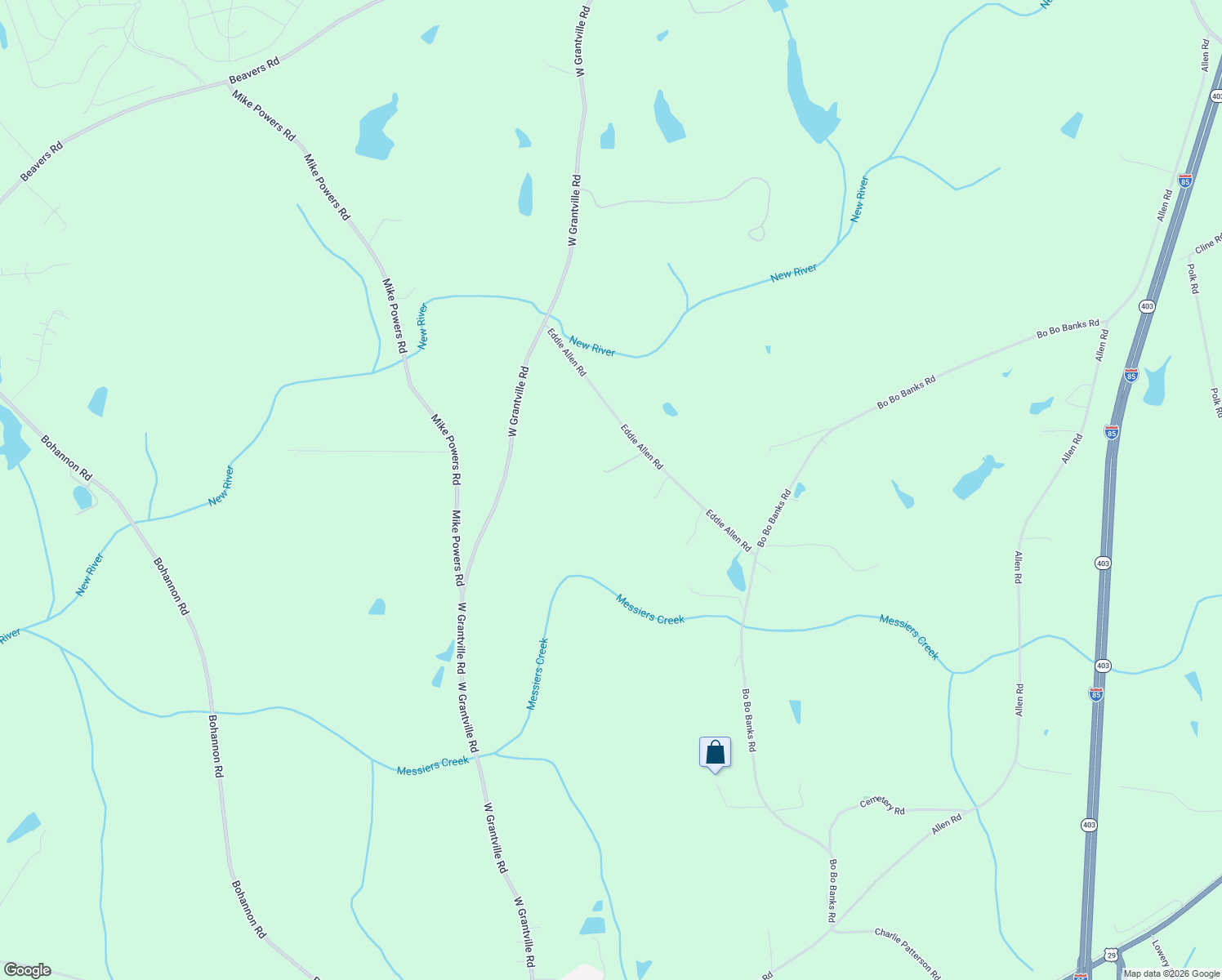 map of restaurants, bars, coffee shops, grocery stores, and more near 250 Eddie Allen Road in Grantville