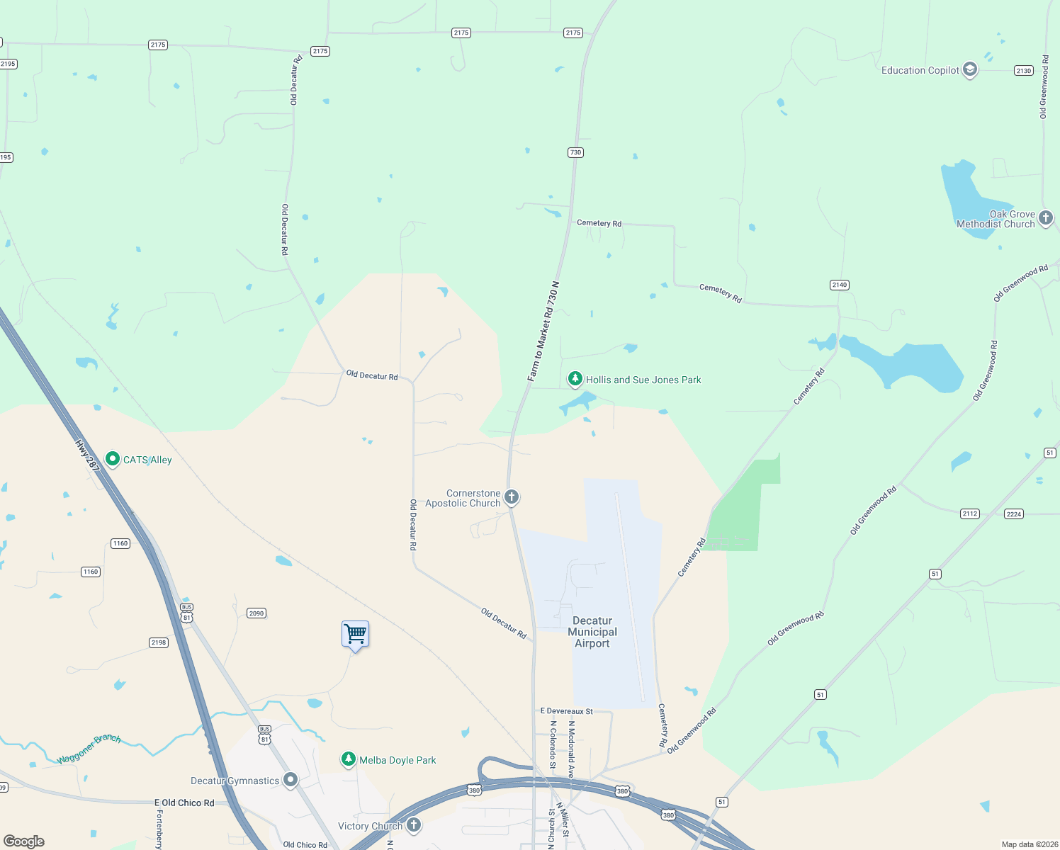 map of restaurants, bars, coffee shops, grocery stores, and more near 3092 North Trinity Street in Decatur