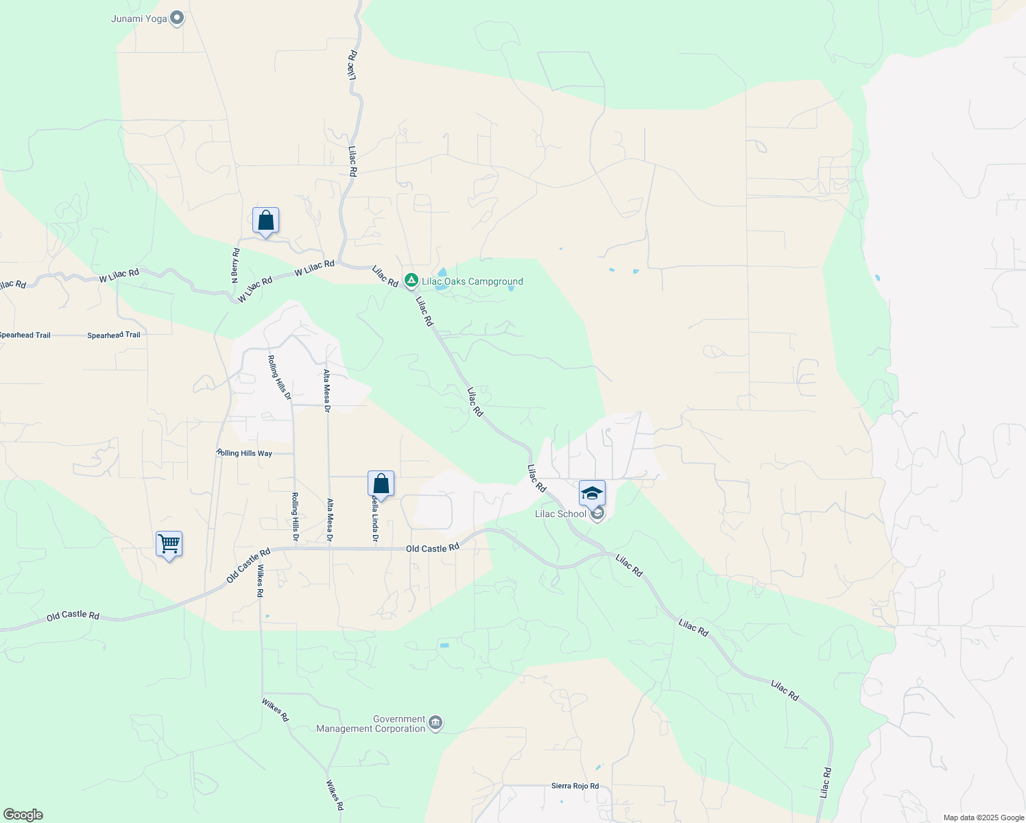 map of restaurants, bars, coffee shops, grocery stores, and more near 30409 Lilac Road in Valley Center