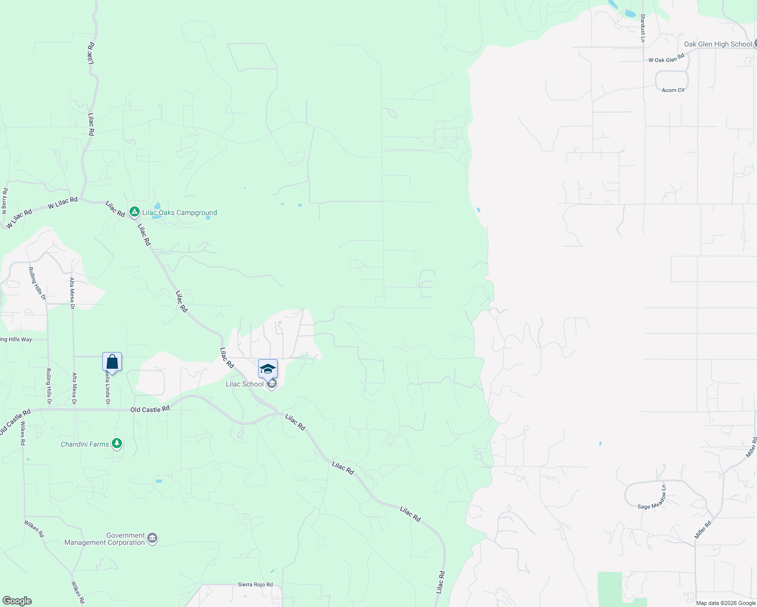 map of restaurants, bars, coffee shops, grocery stores, and more near 12590 Country Road in Valley Center