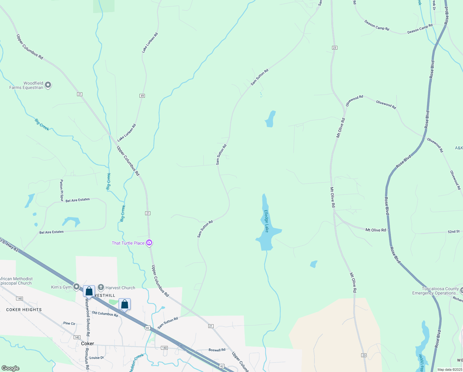 map of restaurants, bars, coffee shops, grocery stores, and more near 14025 Kirby Dr in Coker