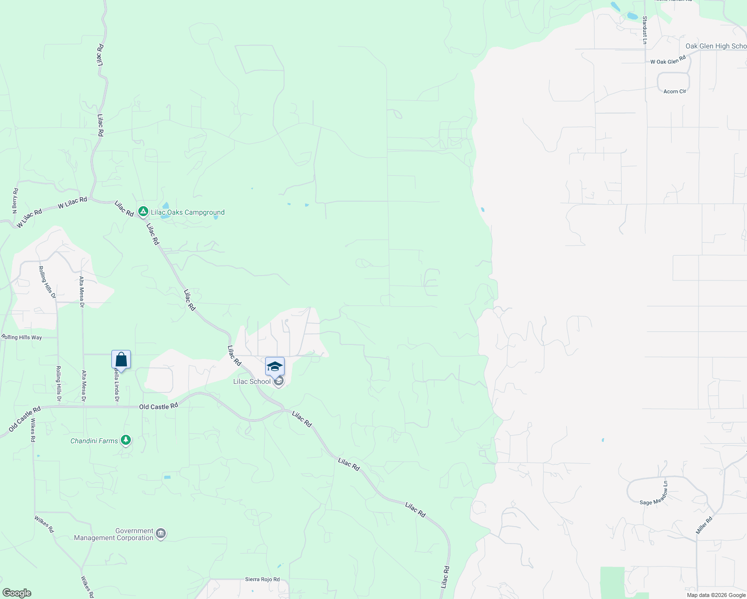 map of restaurants, bars, coffee shops, grocery stores, and more near 12590 Country Road in Valley Center