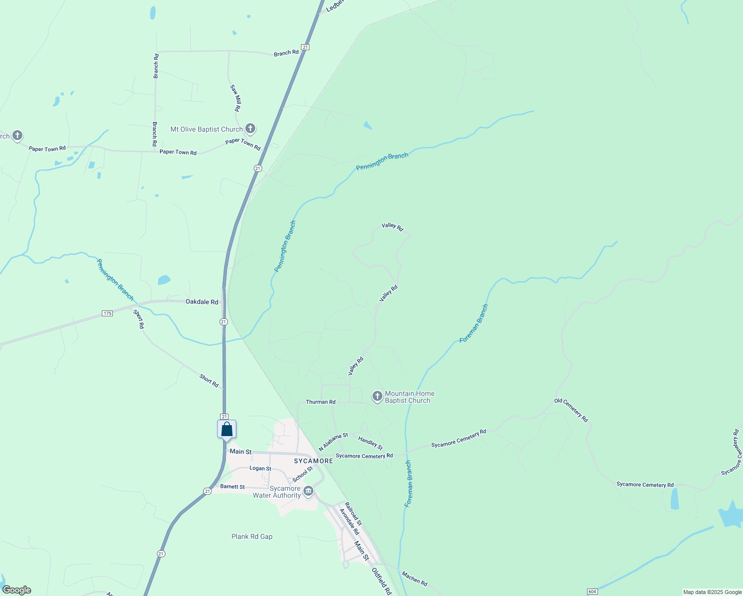 map of restaurants, bars, coffee shops, grocery stores, and more near 73 East Valley Road in Talladega