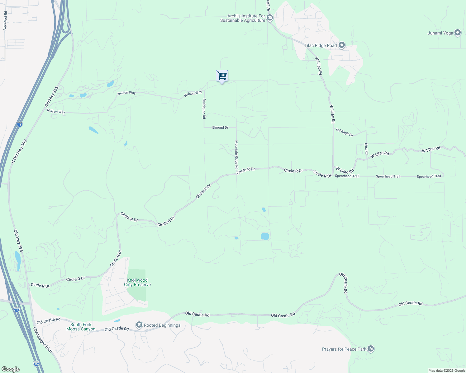map of restaurants, bars, coffee shops, grocery stores, and more near 30646 Red Hawk Road in Valley Center