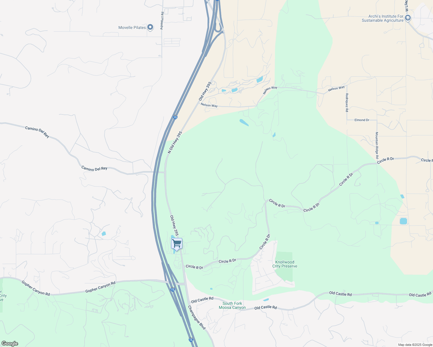 map of restaurants, bars, coffee shops, grocery stores, and more near Vía Cantamar in San Diego County