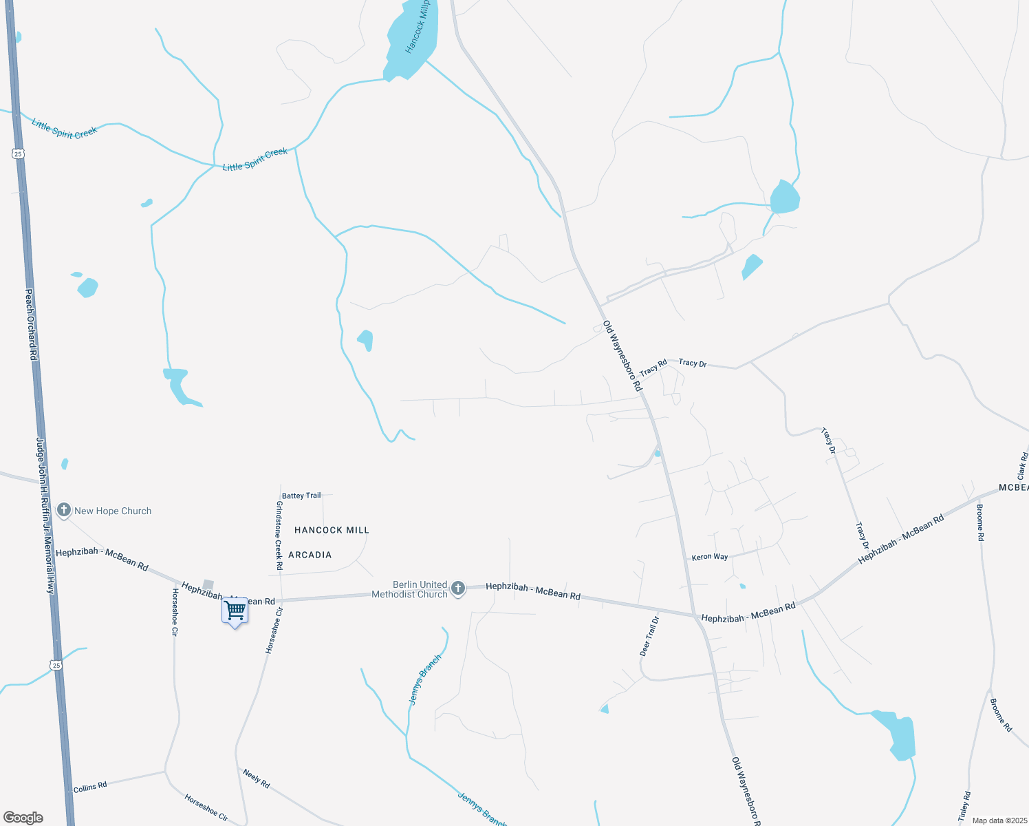 map of restaurants, bars, coffee shops, grocery stores, and more near 1092 Hancock Mill Ln in Hephzibah
