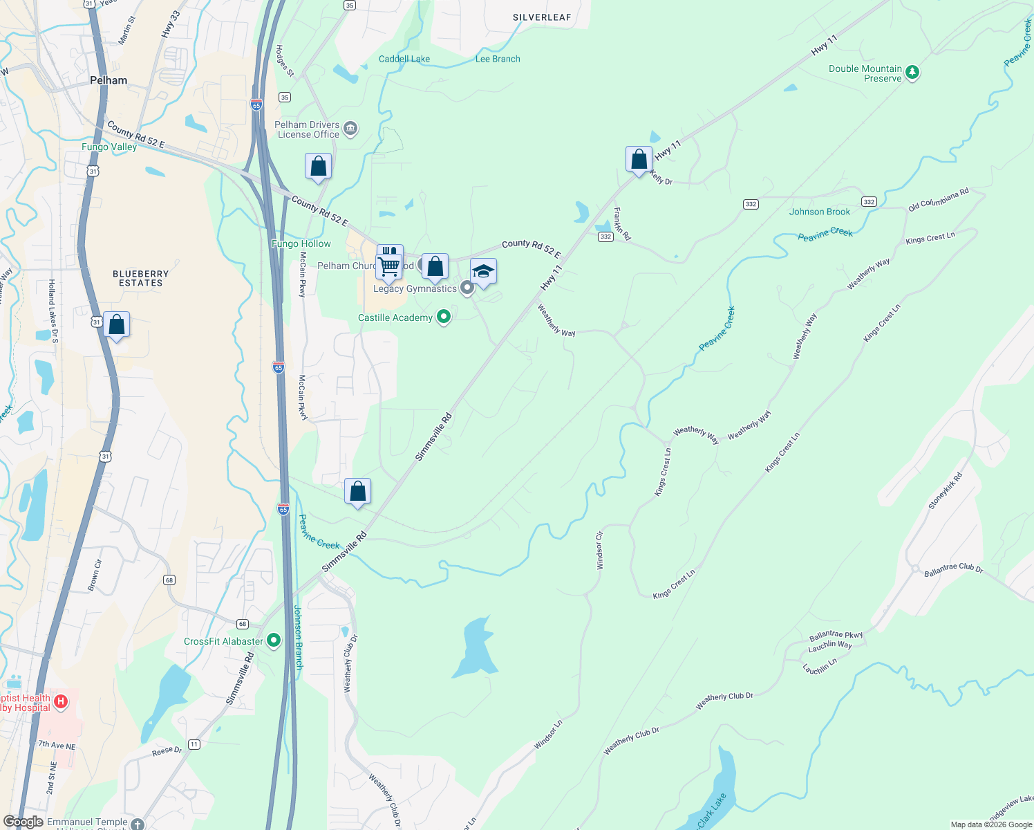 map of restaurants, bars, coffee shops, grocery stores, and more near 101 Grant Chester Lane in Pelham