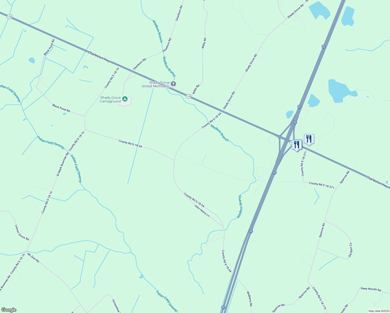 map of restaurants, bars, coffee shops, grocery stores, and more near 9 Huff Road in Saint George