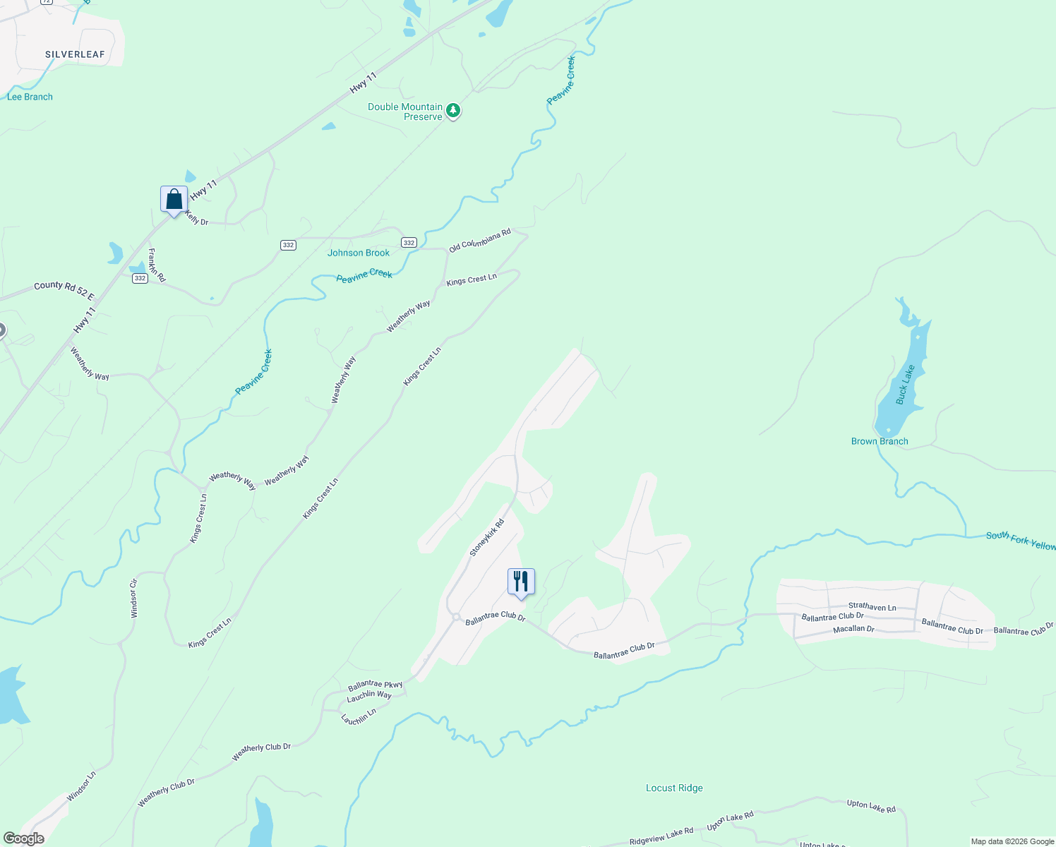 map of restaurants, bars, coffee shops, grocery stores, and more near 1428 Stoneykirk Road in Pelham