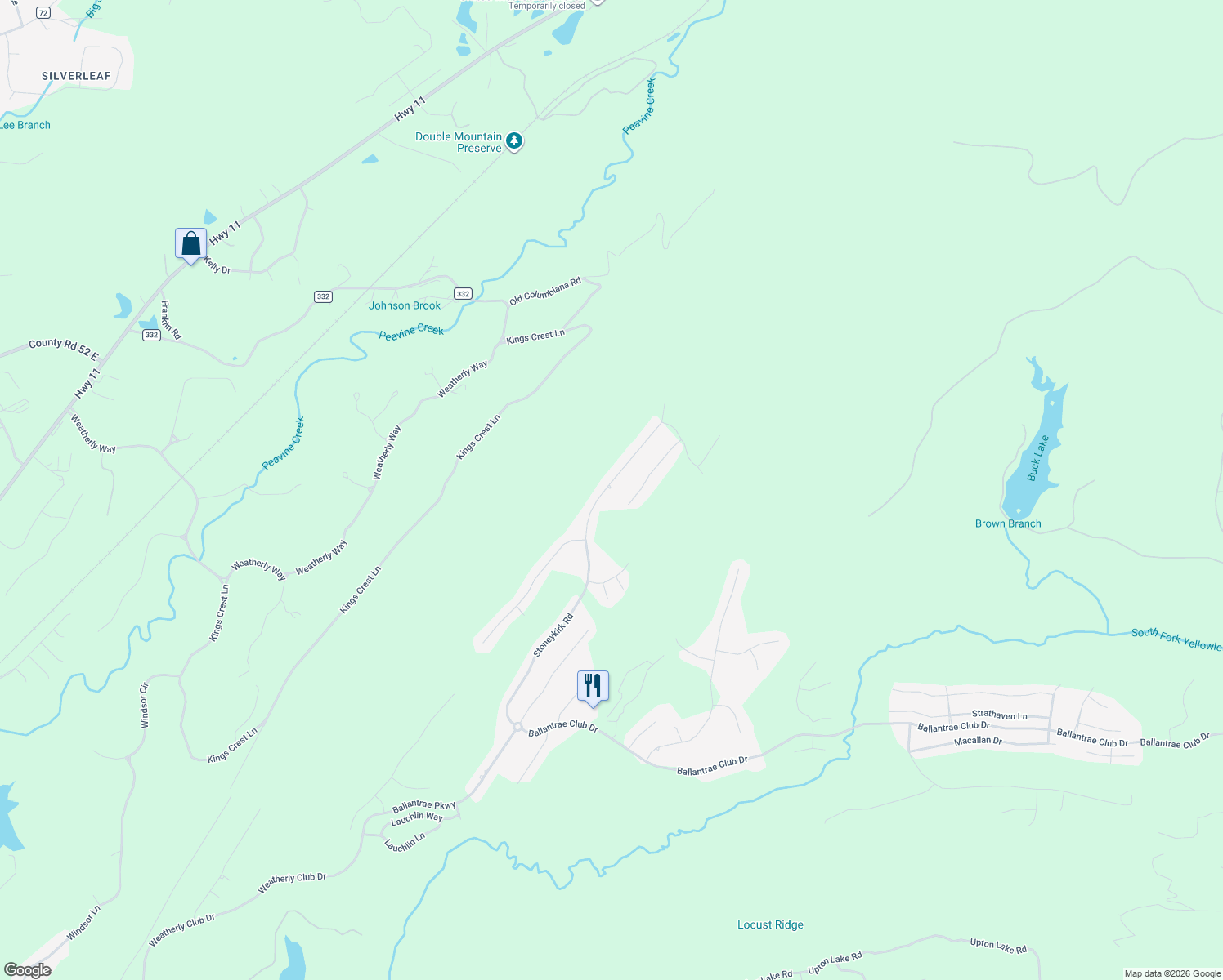 map of restaurants, bars, coffee shops, grocery stores, and more near 1428 Stoneykirk Road in Pelham