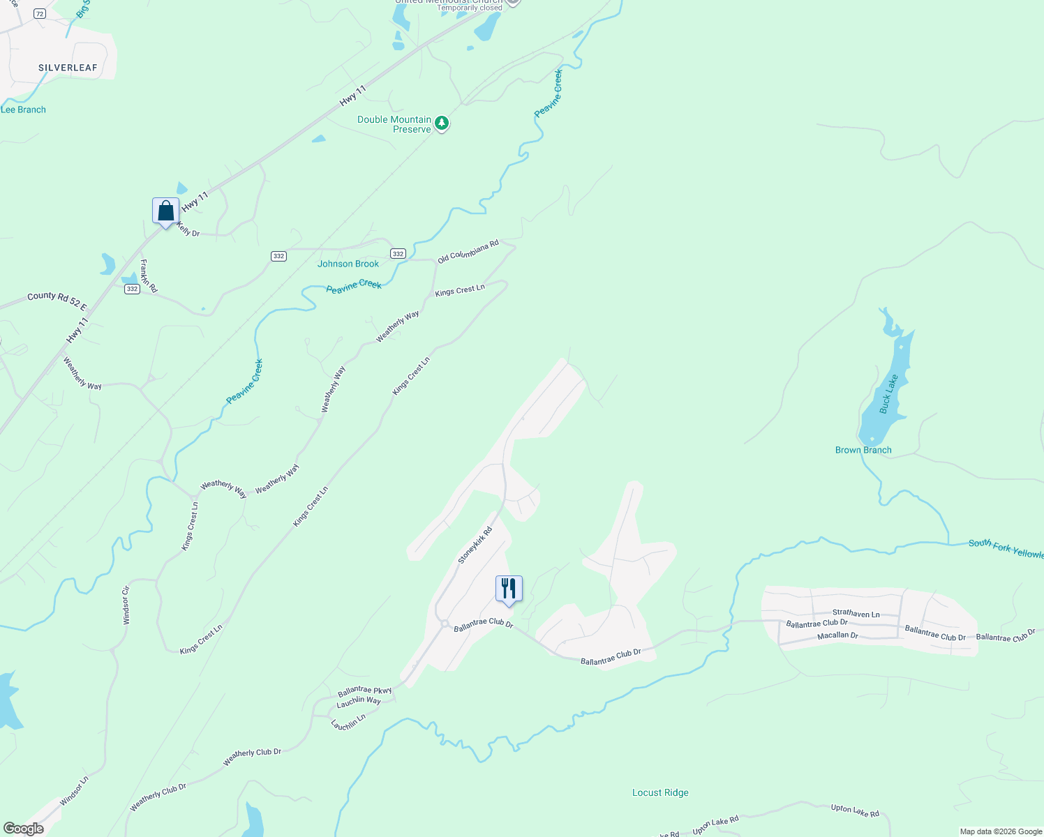 map of restaurants, bars, coffee shops, grocery stores, and more near 1441 Stoneykirk Rd in Pelham