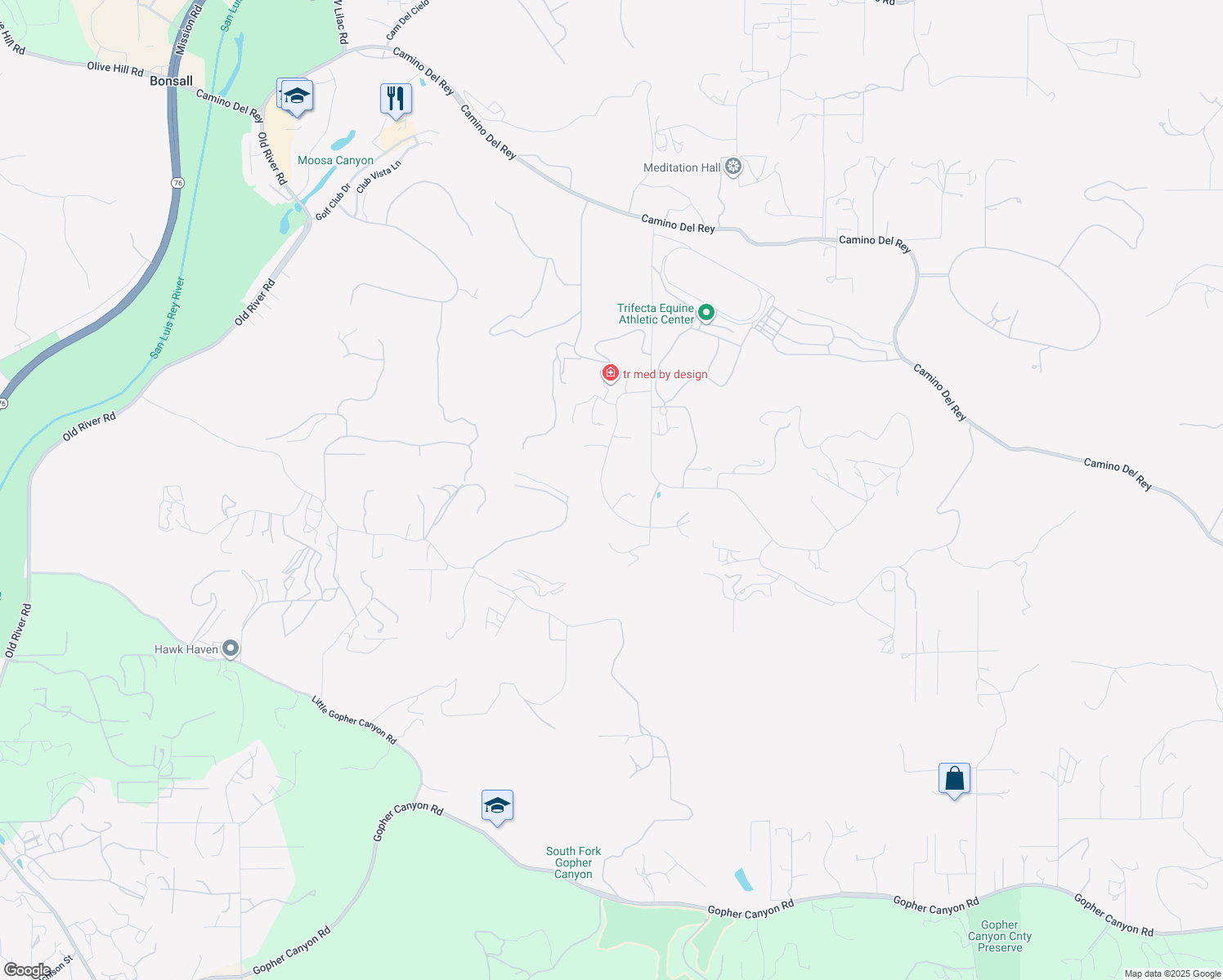 map of restaurants, bars, coffee shops, grocery stores, and more near 30861 Villa Toscana Road in Bonsall