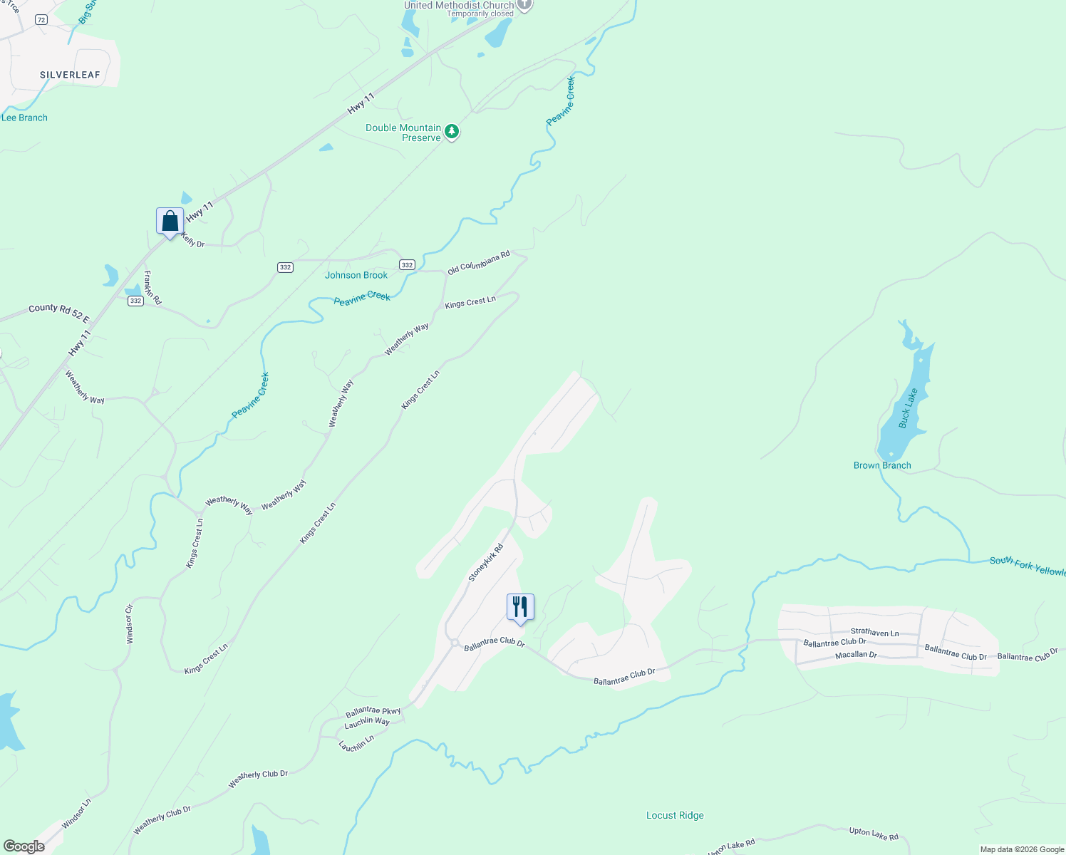 map of restaurants, bars, coffee shops, grocery stores, and more near 1441 Stoneykirk Road in Pelham