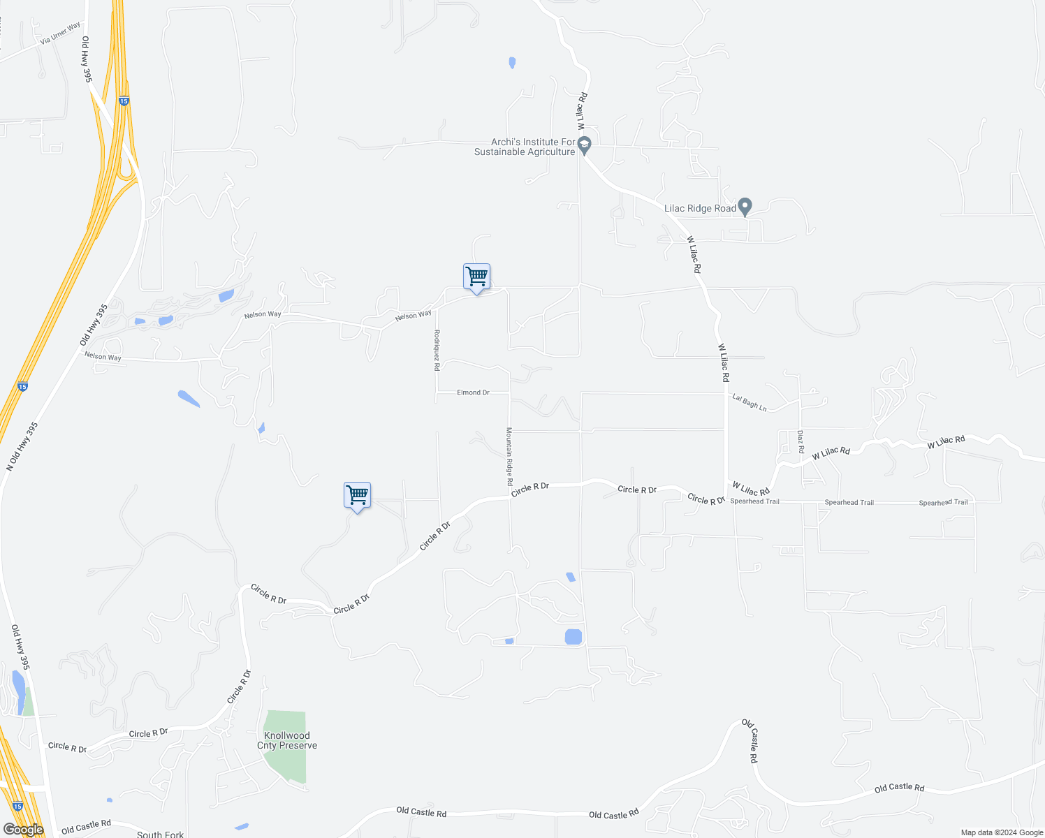 map of restaurants, bars, coffee shops, grocery stores, and more near 9727 Megan Terrace in Escondido