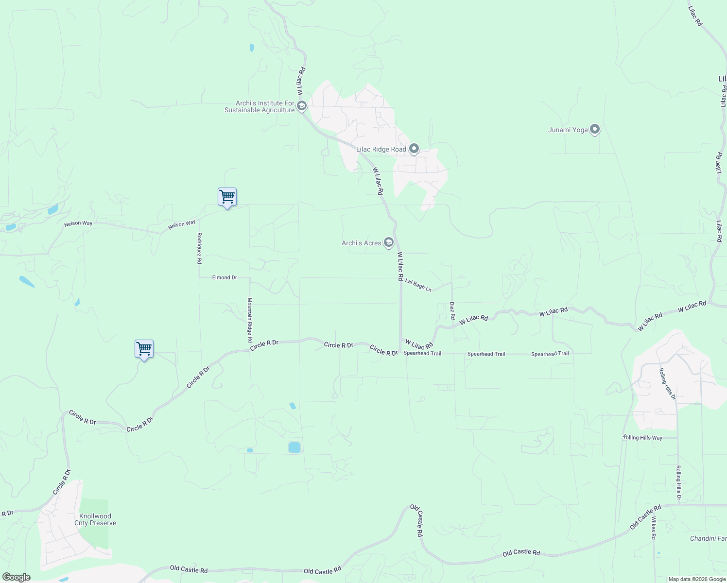 map of restaurants, bars, coffee shops, grocery stores, and more near 10121 West Lilac Road in Escondido