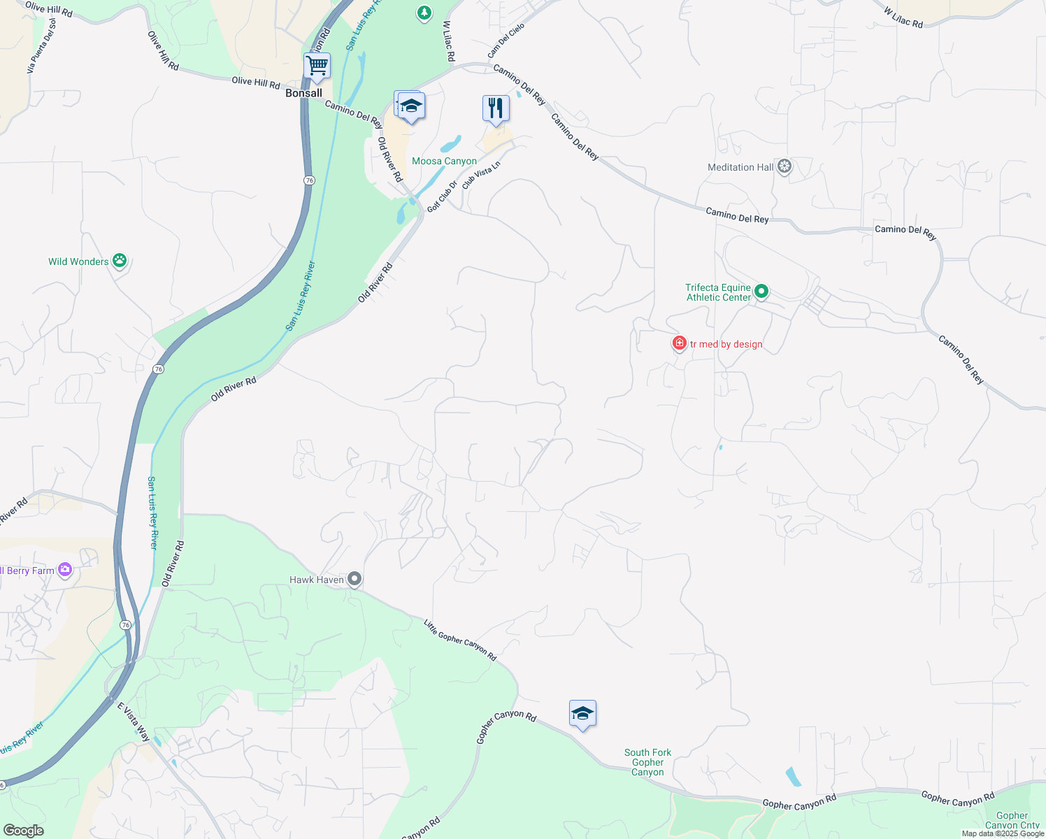 map of restaurants, bars, coffee shops, grocery stores, and more near 30809 Chateau Haut Briant in Bonsall