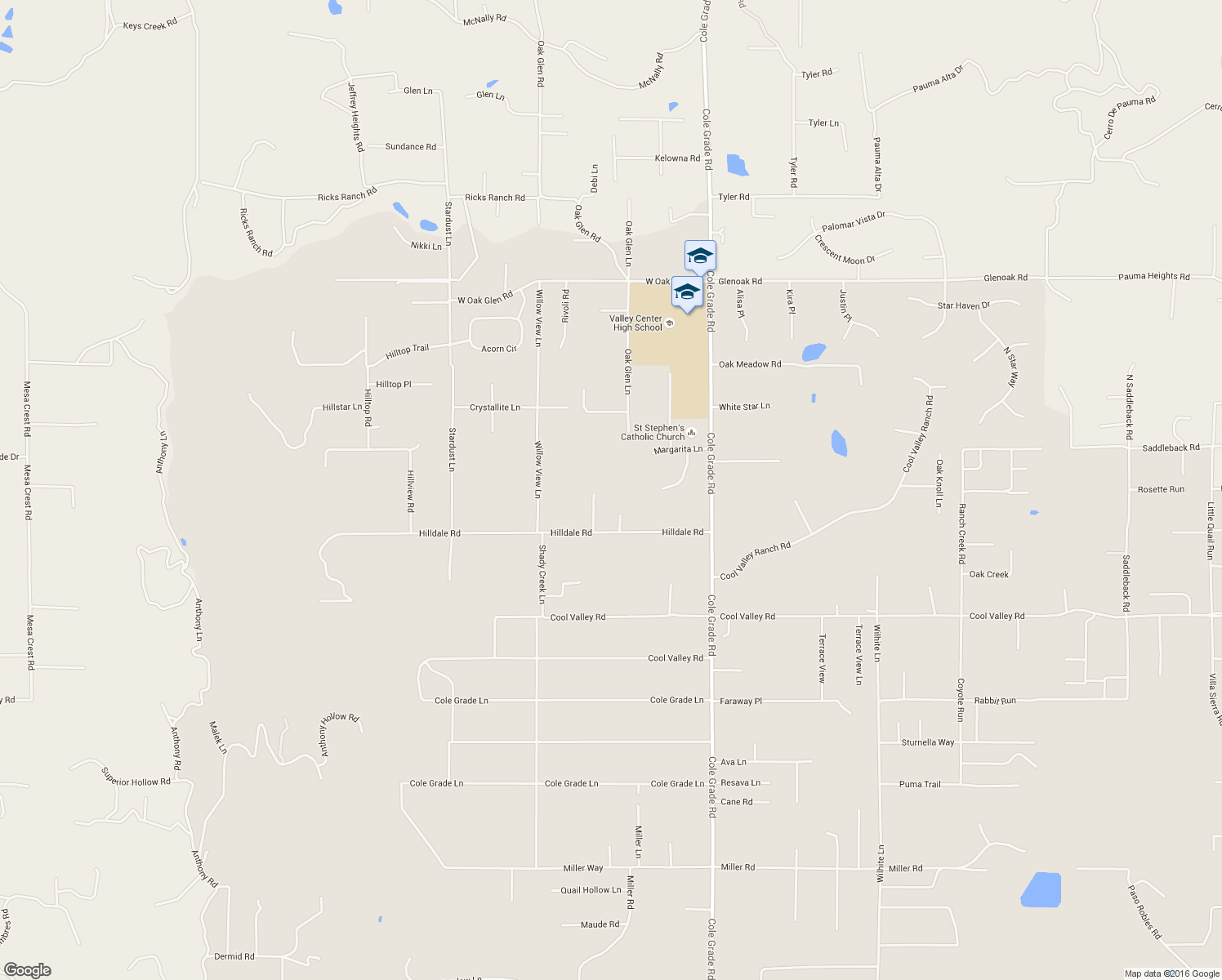 map of restaurants, bars, coffee shops, grocery stores, and more near 13924 Hilldale Road in Valley Center