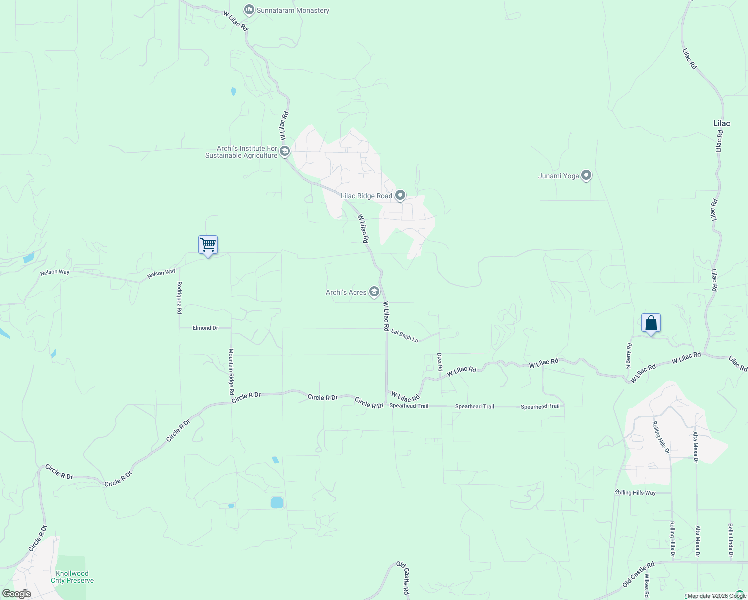 map of restaurants, bars, coffee shops, grocery stores, and more near 10085 West Lilac Road in Escondido