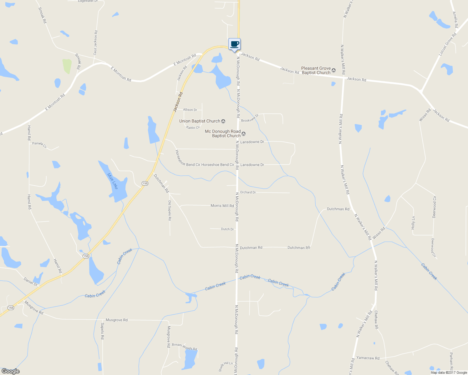 map of restaurants, bars, coffee shops, grocery stores, and more near 1149 North McDonough Road in Griffin
