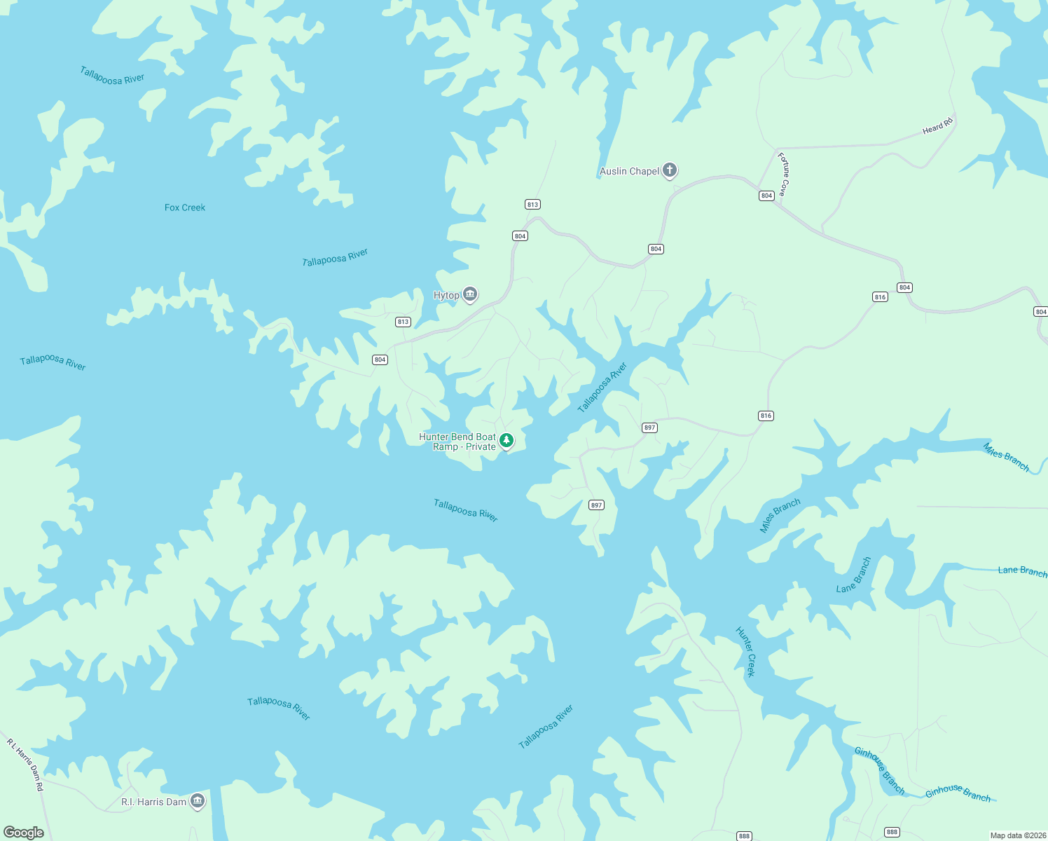 map of restaurants, bars, coffee shops, grocery stores, and more near 40 Hawk Lane in Wedowee