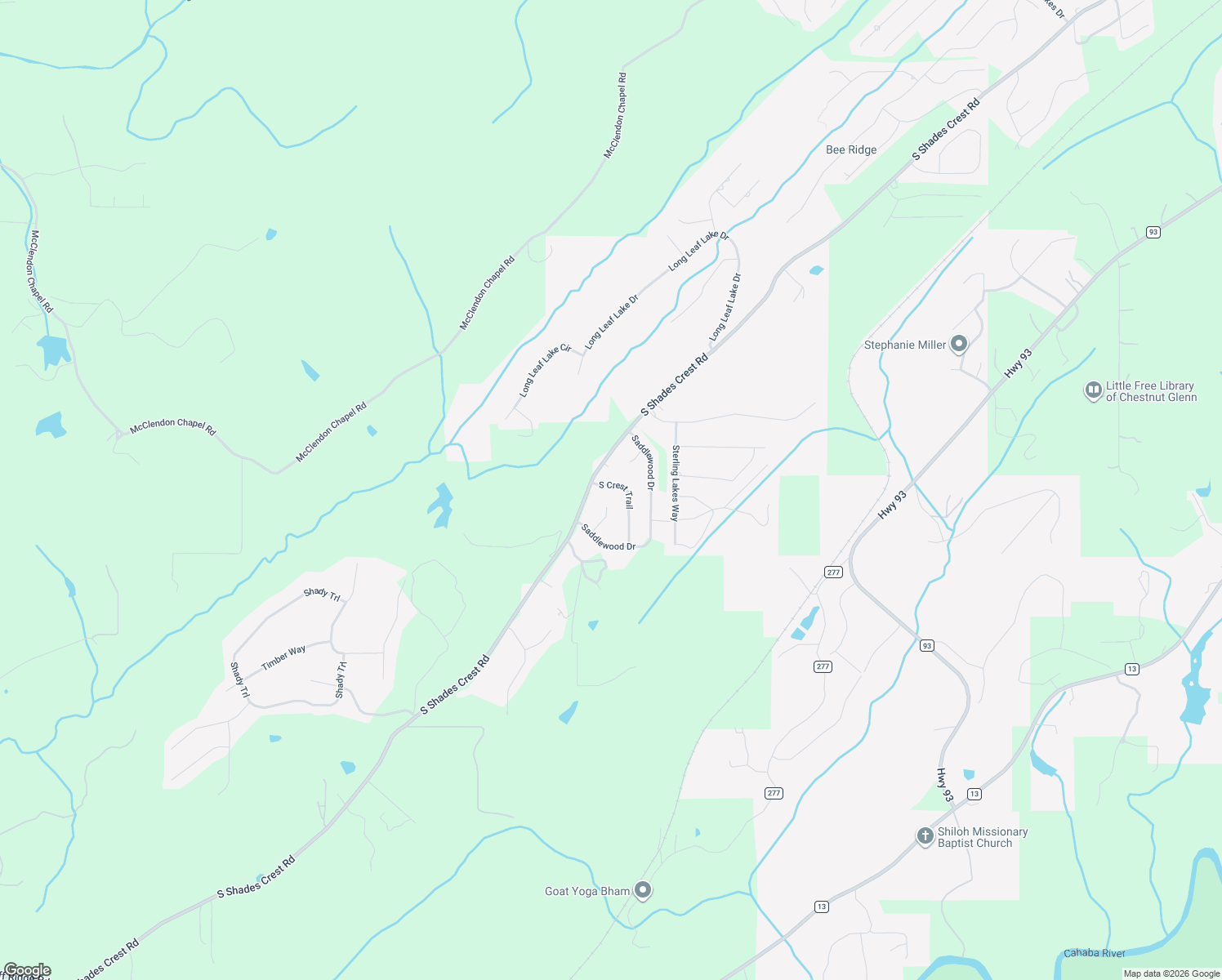 map of restaurants, bars, coffee shops, grocery stores, and more near 7709 S Crest Trail in Bessemer