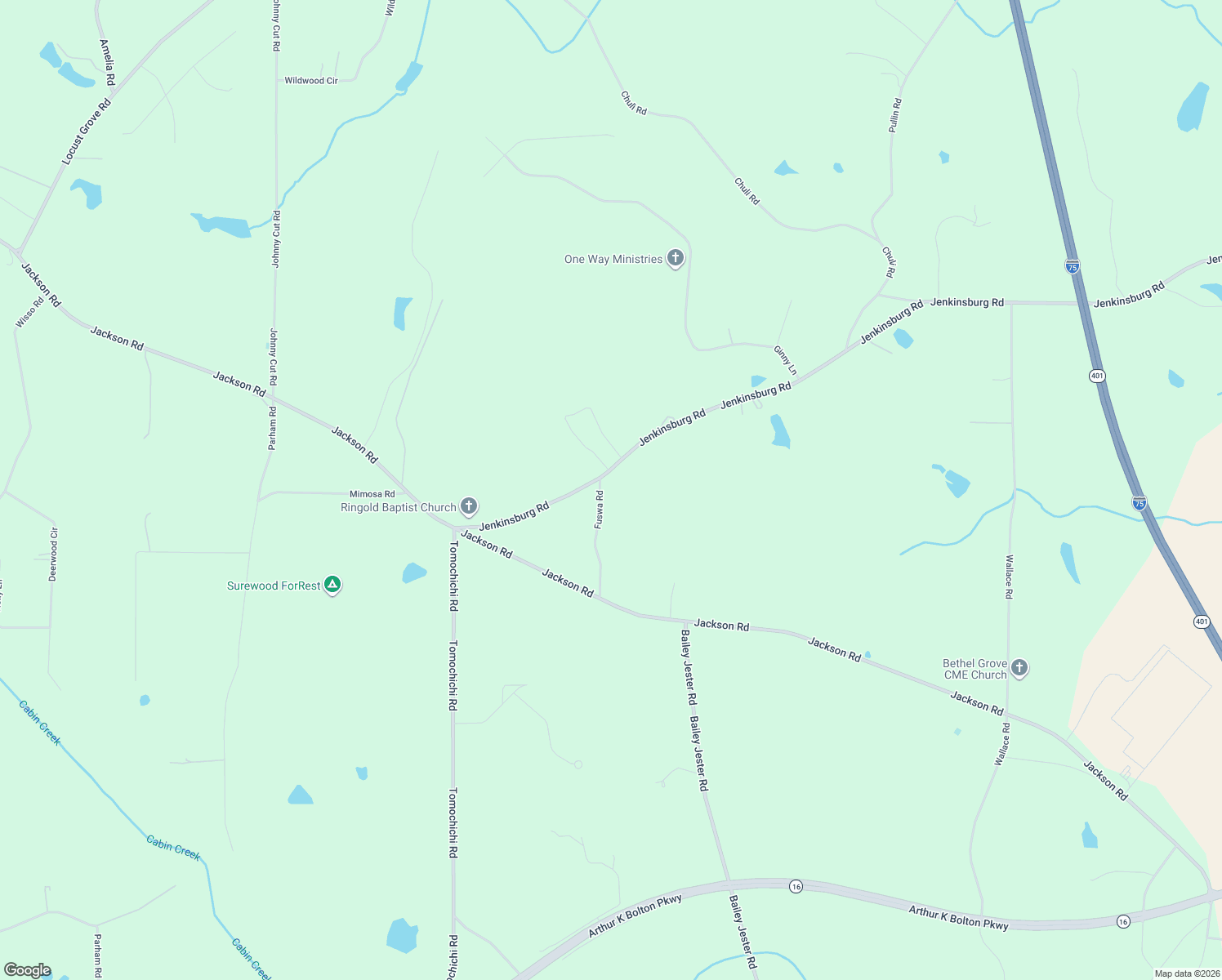 map of restaurants, bars, coffee shops, grocery stores, and more near 140 Fuswa Road in Griffin