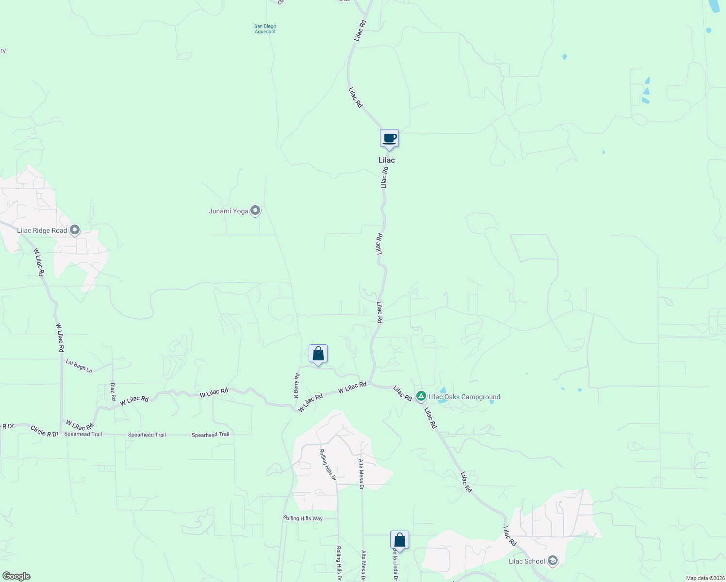 map of restaurants, bars, coffee shops, grocery stores, and more near 11410 Lilac Vista Drive in Valley Center