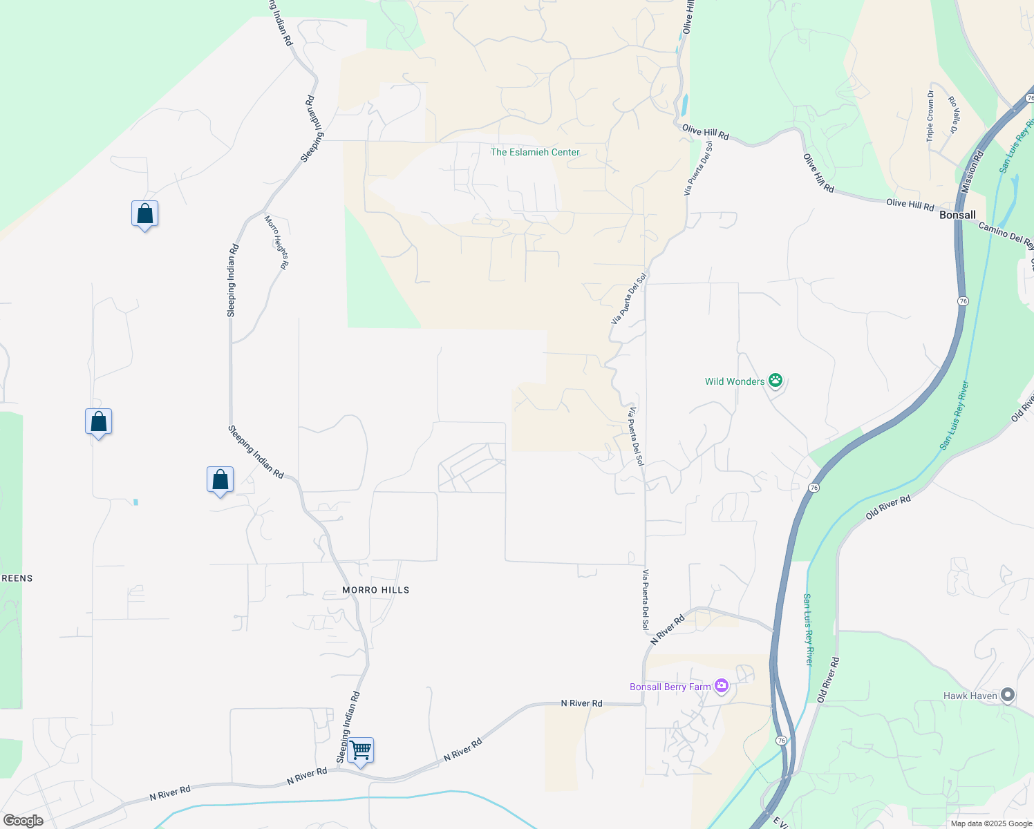map of restaurants, bars, coffee shops, grocery stores, and more near 3929 Paso Del Lagos in Bonsall