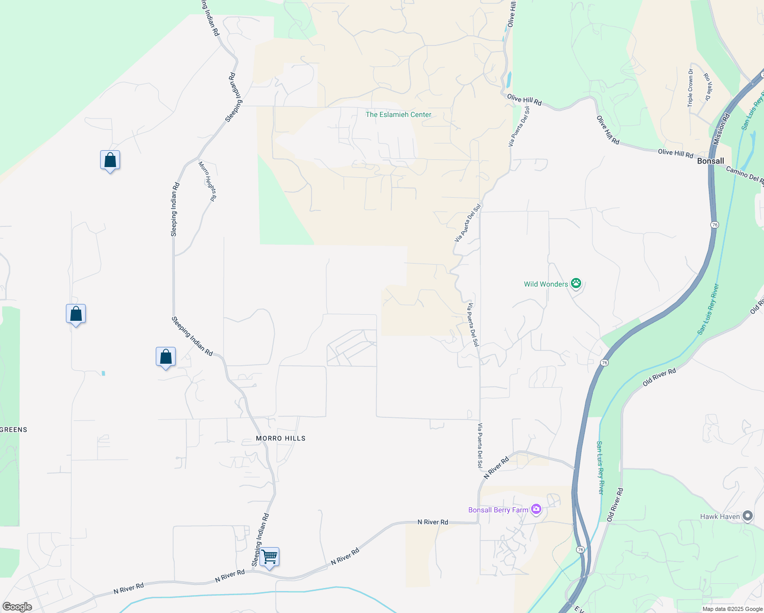 map of restaurants, bars, coffee shops, grocery stores, and more near 3929 Paso Del Lagos in Bonsall