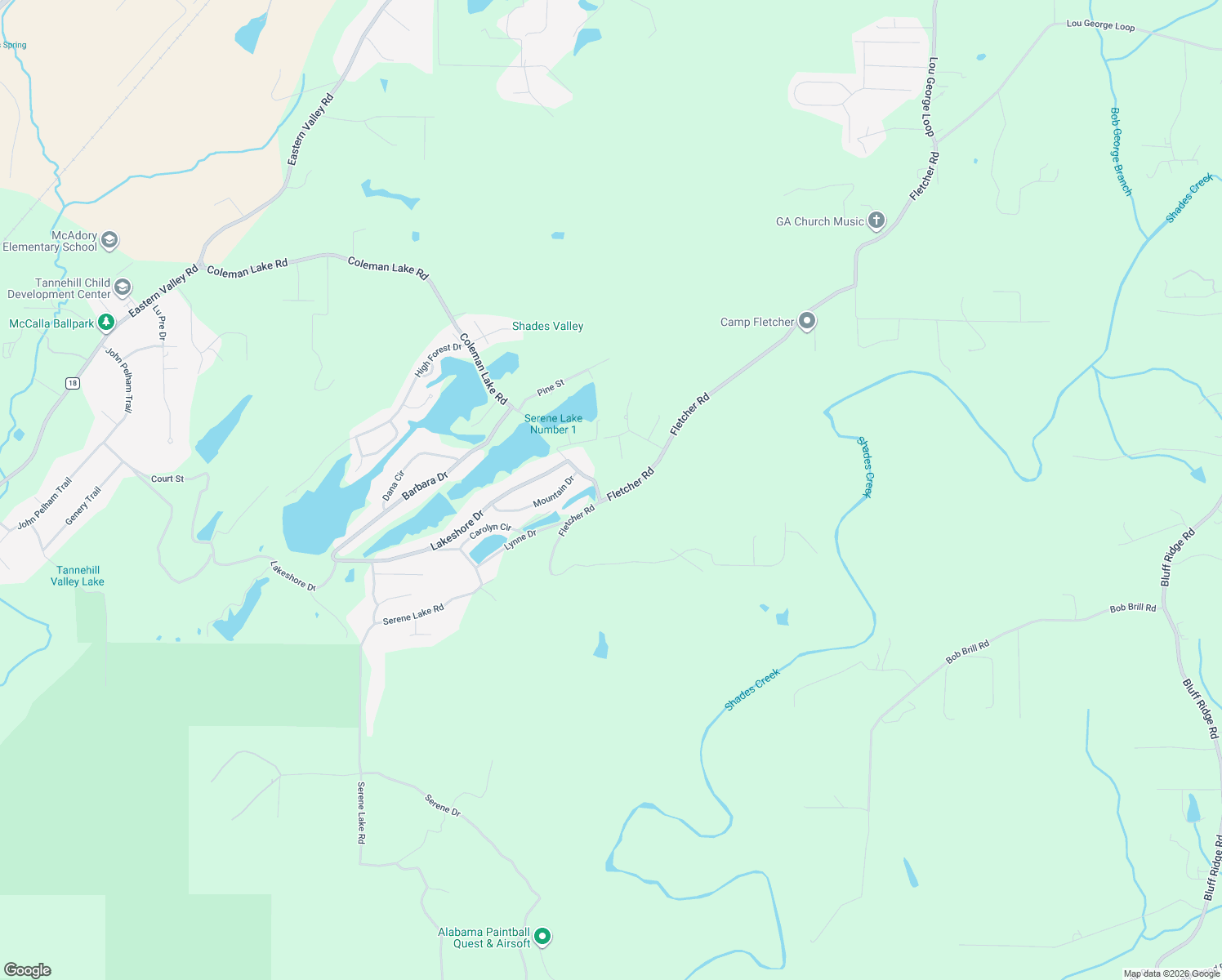 map of restaurants, bars, coffee shops, grocery stores, and more near 5501 Coleman Lake Road in McCalla