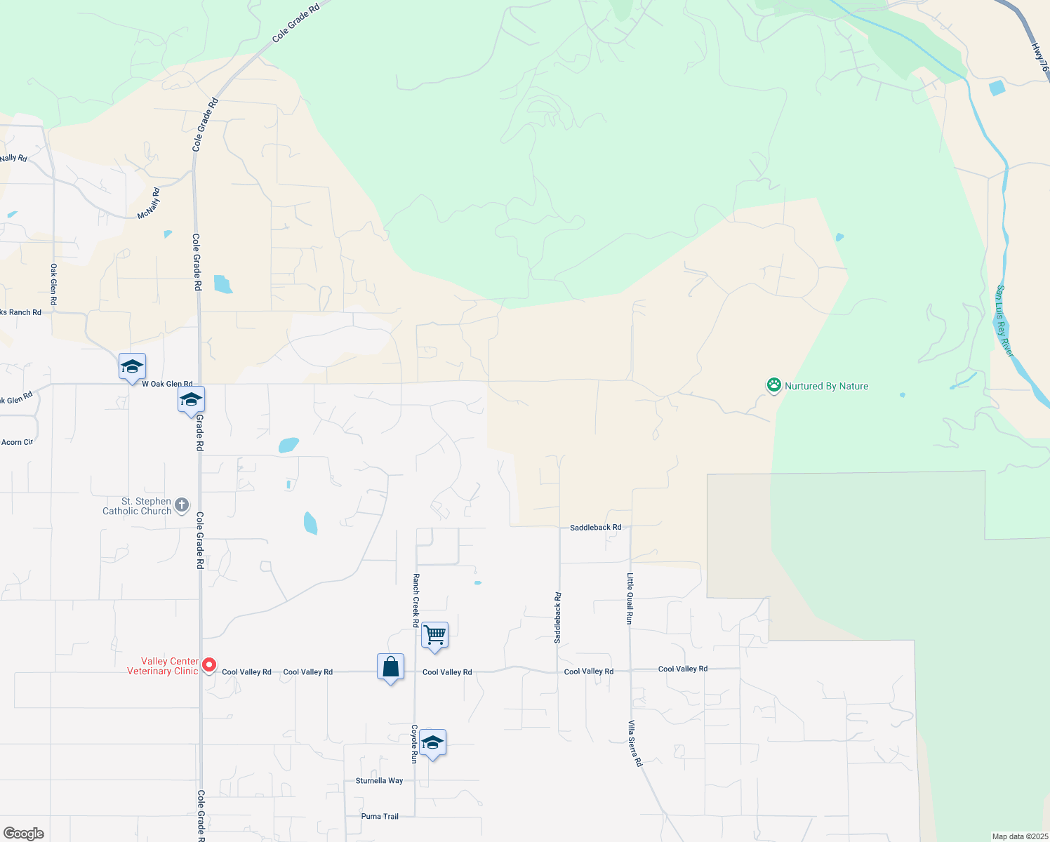 map of restaurants, bars, coffee shops, grocery stores, and more near 30785 Pauma Heights Road in Valley Center