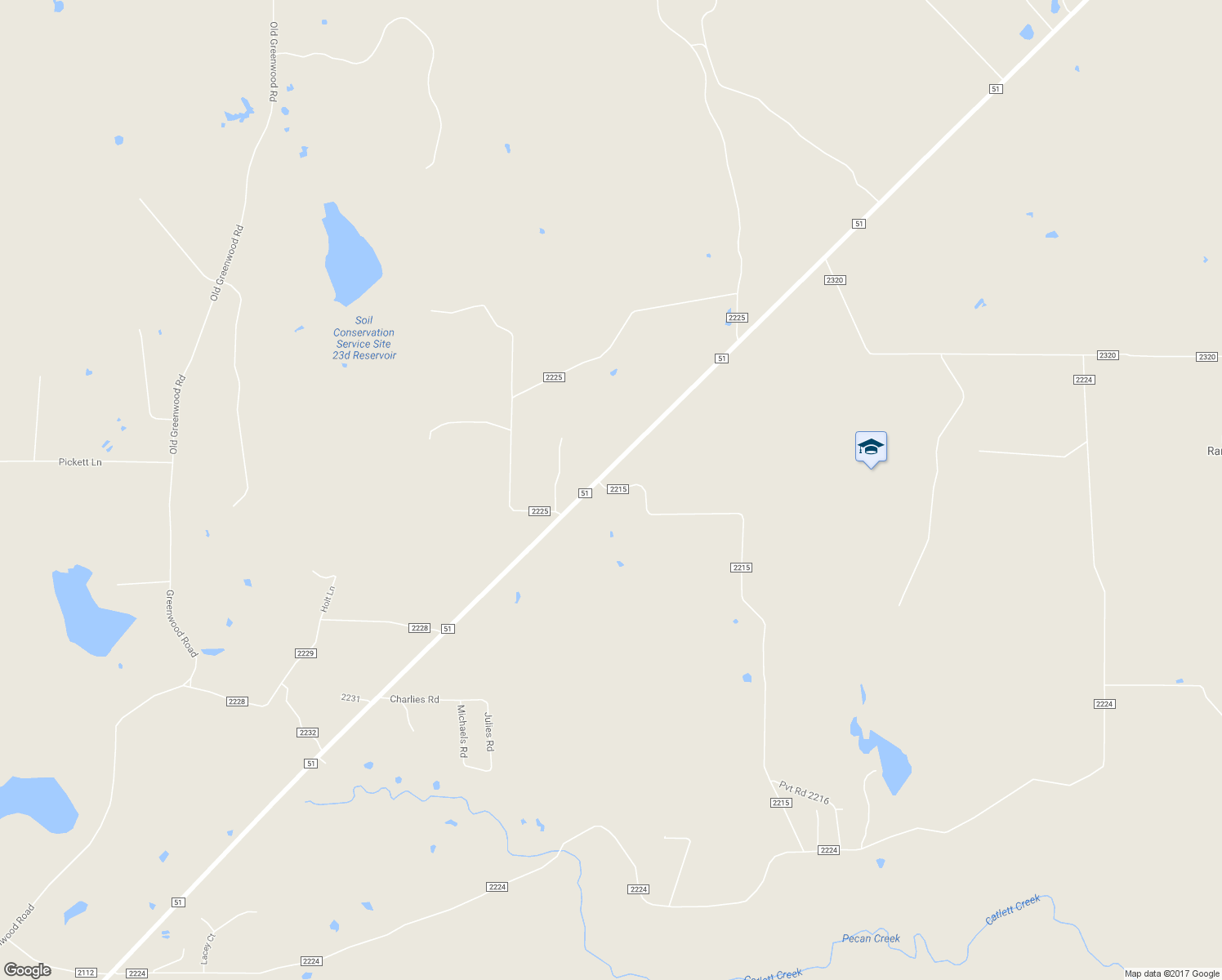 map of restaurants, bars, coffee shops, grocery stores, and more near 391 County Road 2215 in Decatur