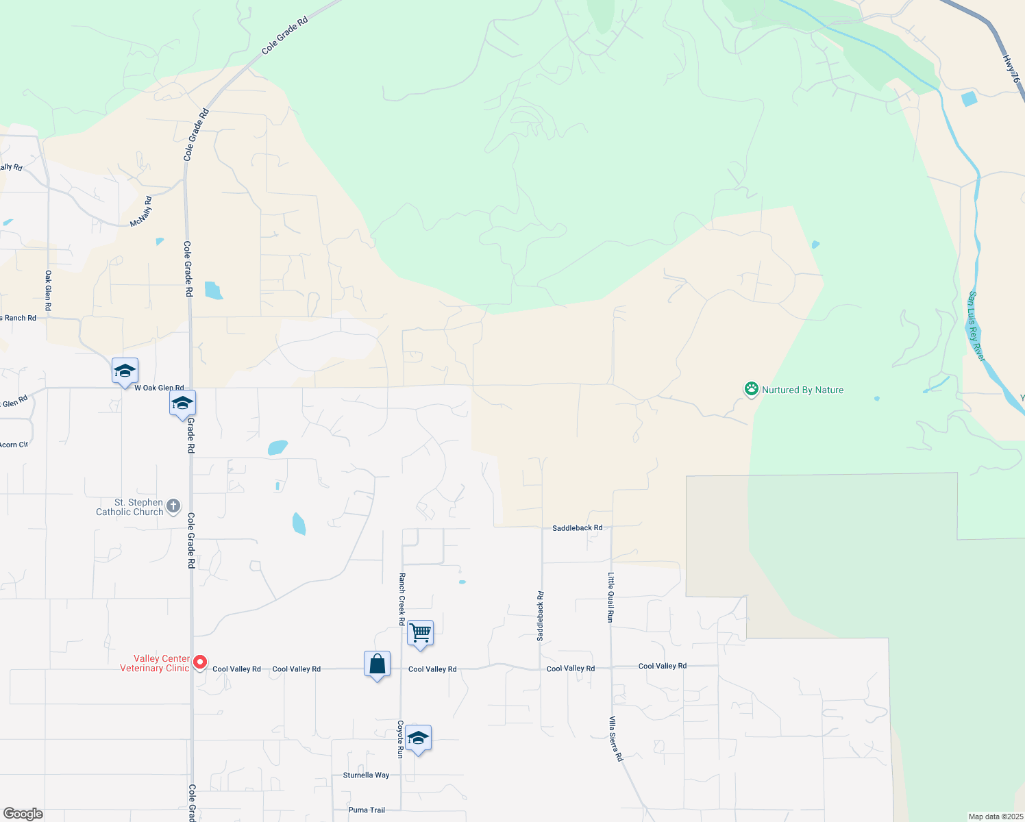 map of restaurants, bars, coffee shops, grocery stores, and more near 30785 Pauma Heights Road in Valley Center