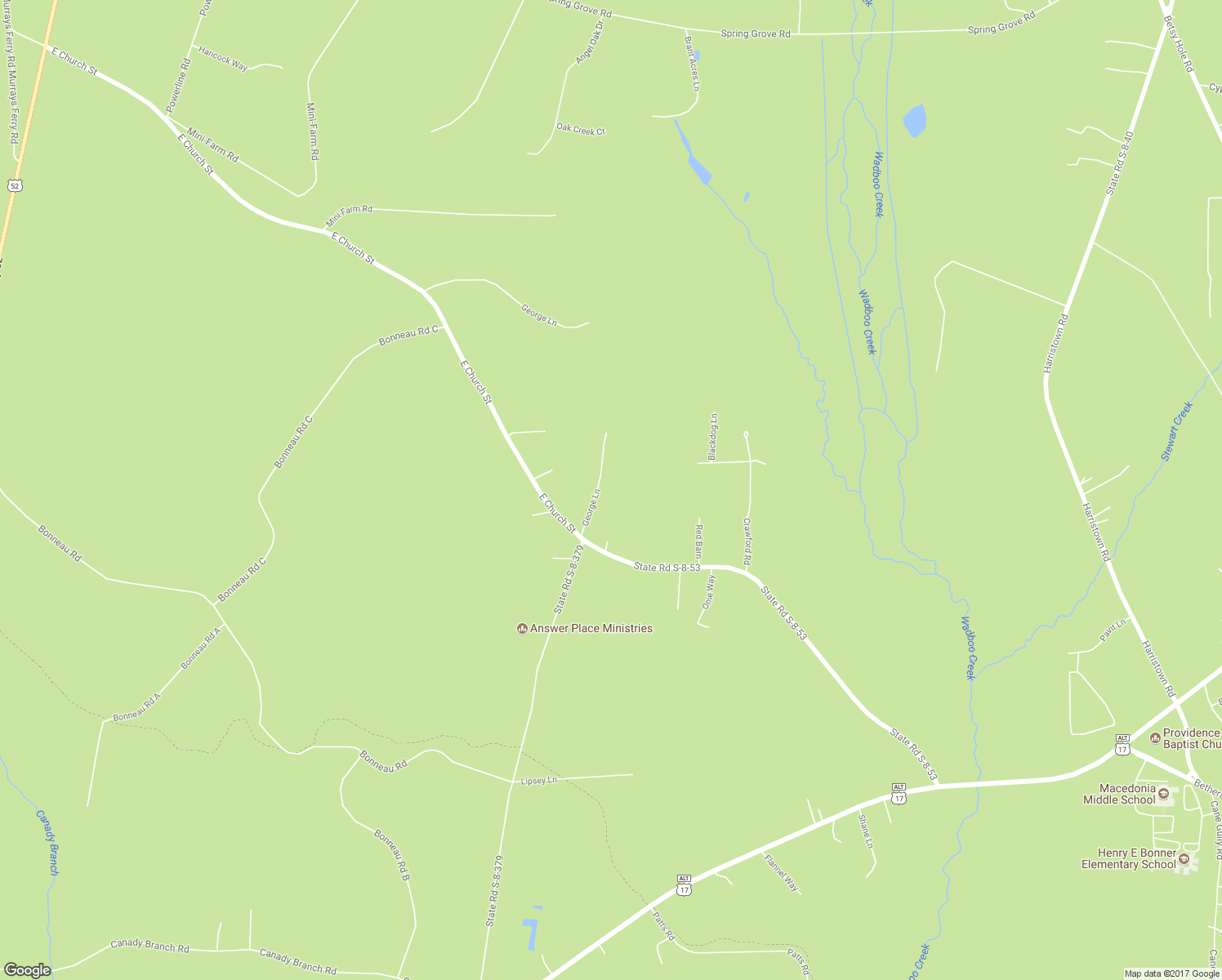 map of restaurants, bars, coffee shops, grocery stores, and more near 116 George Lane in Bonneau