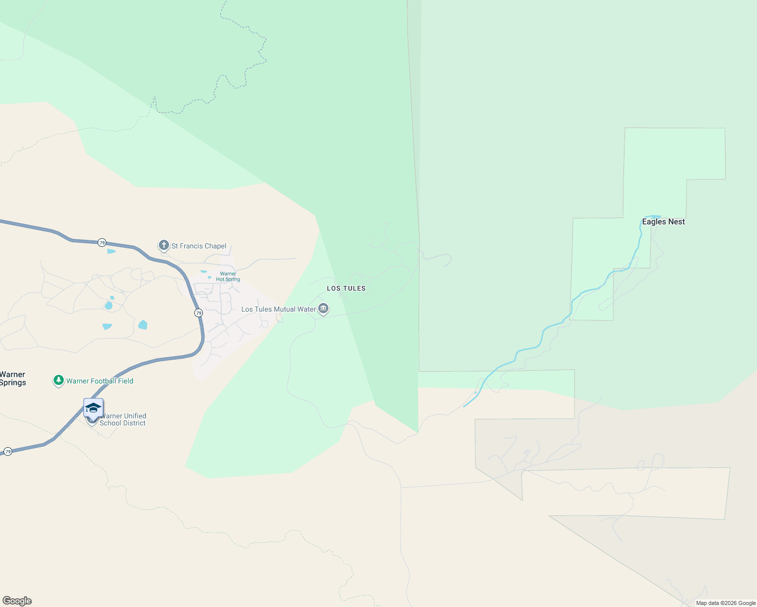 map of restaurants, bars, coffee shops, grocery stores, and more near 32800 Camino Ortega in Warner Springs