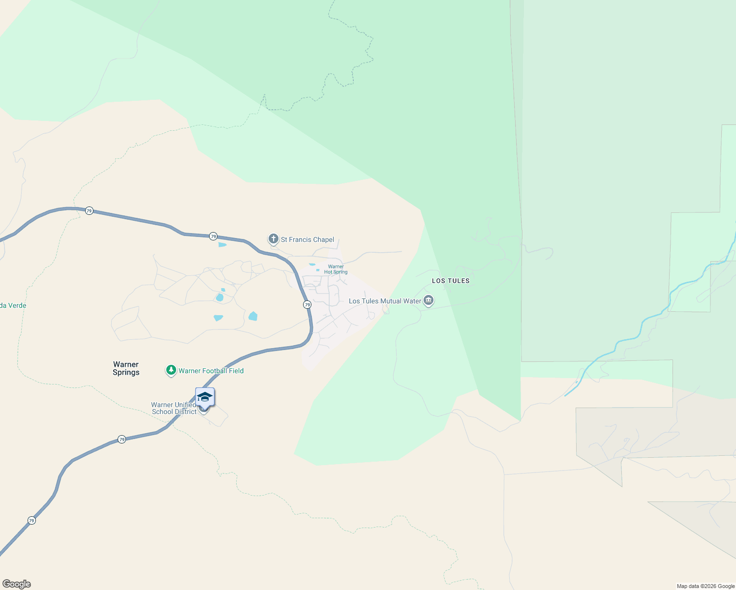 map of restaurants, bars, coffee shops, grocery stores, and more near 32354 Camino San Ignacio in Warner Springs