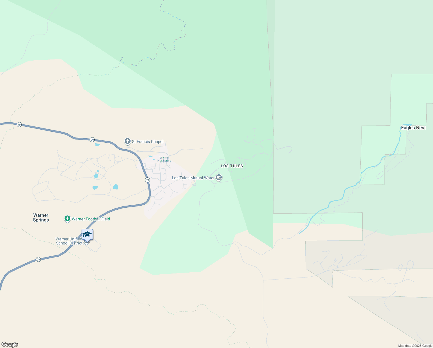 map of restaurants, bars, coffee shops, grocery stores, and more near 32539 Camino Moro in Warner Springs